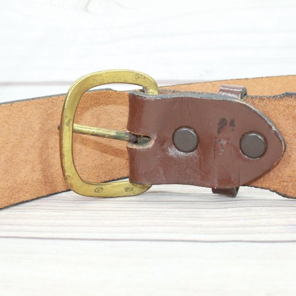 *Mens Brown Braided Design Leather D-Ring Buckle Belt Size 42 Inches - Picture 4 of 8